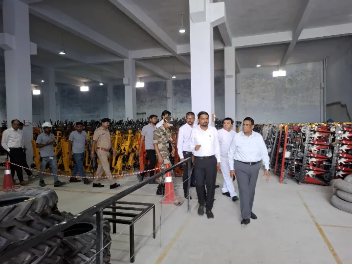 Assembly line for power reapers at Sunidhi Agrotech